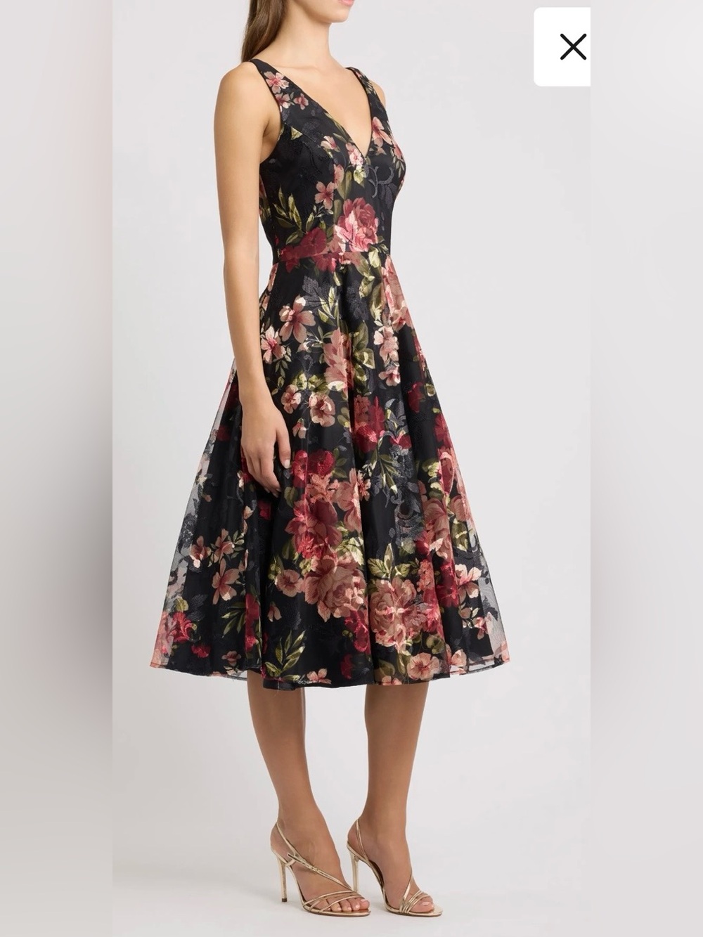 NWT Current Season Eliza J Floral Organza Midi Dress Size 12